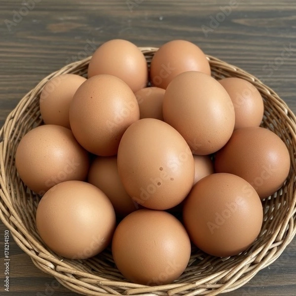Obraz Fresh Brown Eggs in a Basket.