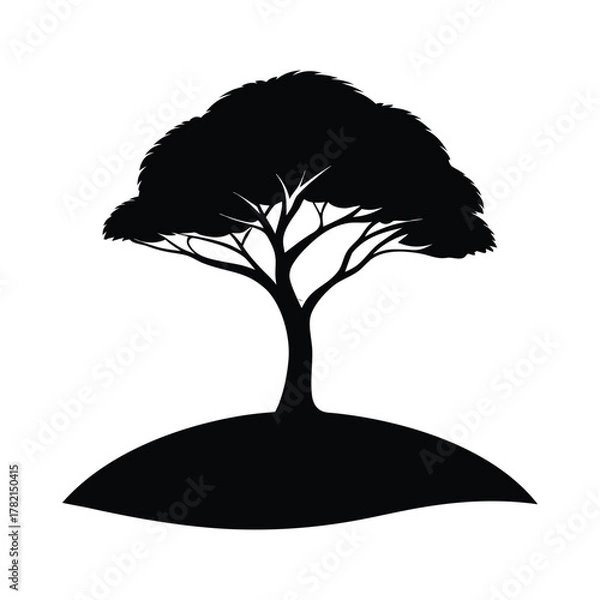Fototapeta Silhouette of a stylized tree on a hill nature plant