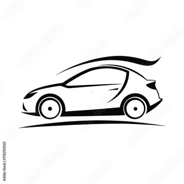 Fototapeta Stylized Black Silhouette of a Modern Car automobile