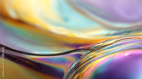 Fototapeta Close-up photo of soap bubble surface texture, colorful iridescent reflections