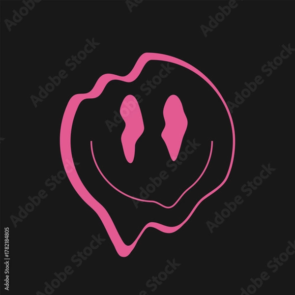 Obraz Retro futurism smiley element. Simple melting smiley illustration for social media, app and web design. Vector illustration