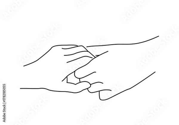 Fototapeta Holding hands line art. Simple holding hands illustration for social media, app and web design. Vector illustration