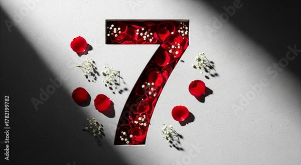 Obraz Floral Number Seven with Rose Petals and Light Beam