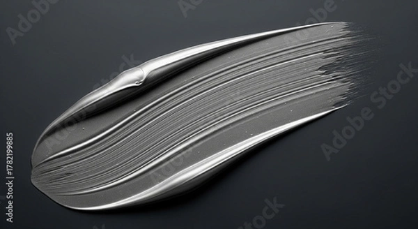 Obraz Glossy Silver Brushstroke on Dark Background