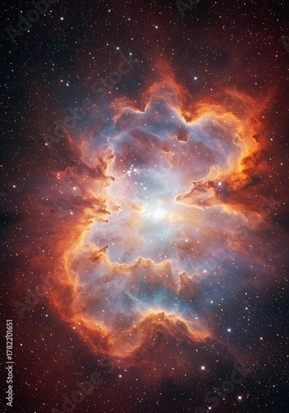 Obraz Vibrant Nebula in Deep Space with Glowing Clouds and Stars.