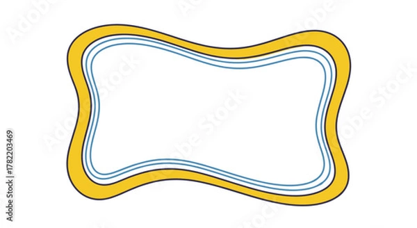 Fototapeta Groovy Retro Rectangle Outline Frame with Playful Wavy Shape and Subtle Blue Lines, Y2K Border Design Forms a Modern Background Look, Ideal for Graphic Design Elements and Creative Projects, Vibrant