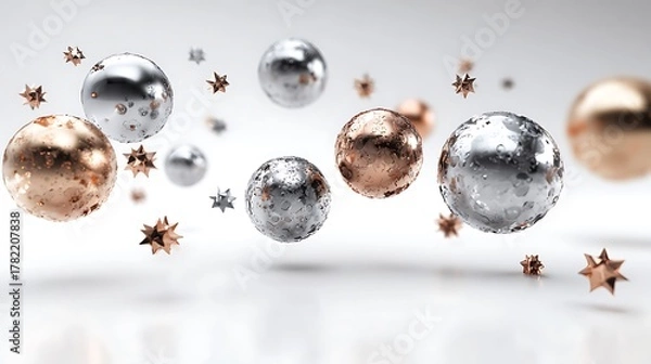 Obraz  Abstract metal spheres isolated on white background 