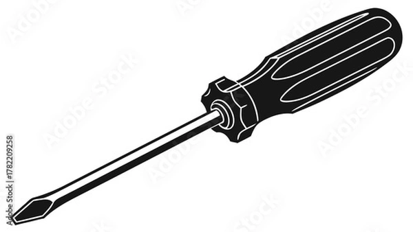 Fototapeta Precision in Hand: A detailed vector graphic presents a classic flathead screwdriver, the essential tool for precise adjustments.