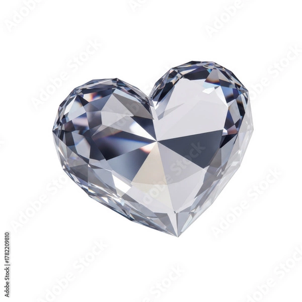 Obraz Faceted heart-shaped diamond crystal reflecting light on a background gemstone isolated on a transparent background