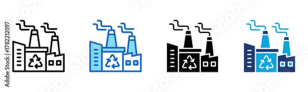 Obraz Recycling Center Icon Multi Style Vector Illustration