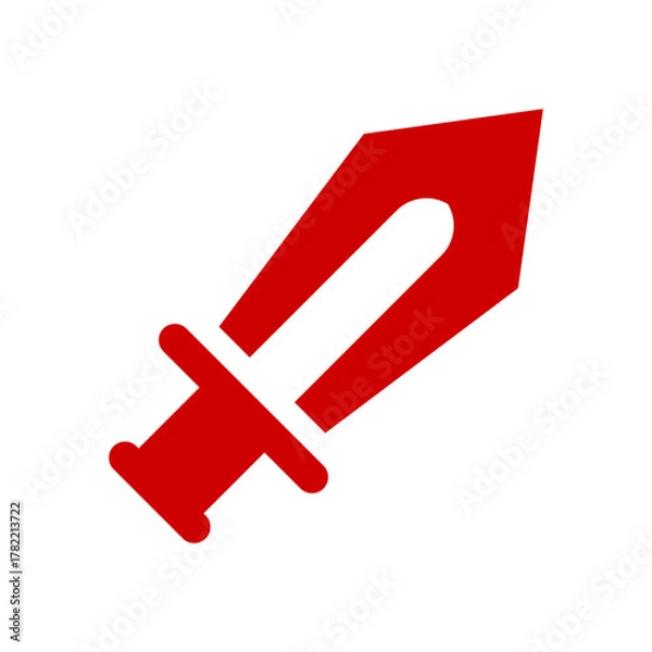 Fototapeta Vector image of game UI icon template asset transparent Sword or Attack button