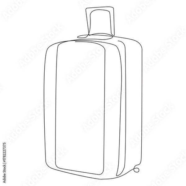 Obraz Trolly bag Continuous one line art vector of luggage design and Vector illustration.