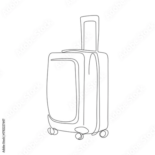 Obraz Trolly bag Continuous one line art vector of luggage design and Vector illustration.