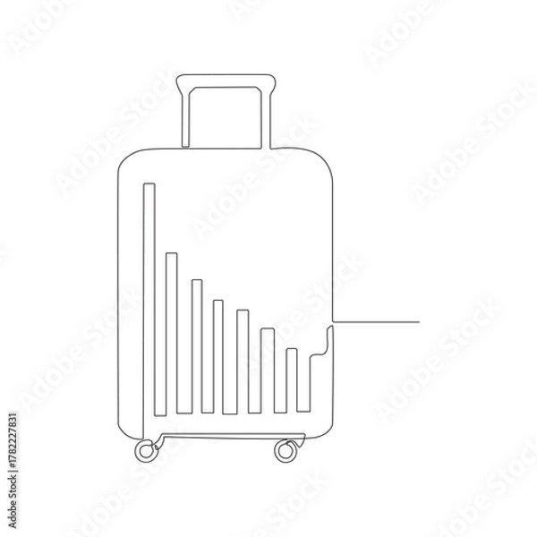 Obraz Trolly bag Continuous one line art vector of luggage design and Vector illustration.