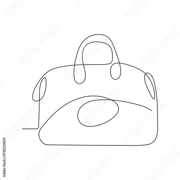 Obraz Trolly bag Continuous one line art vector of luggage design and Vector illustration.