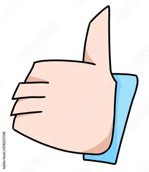 Fototapeta Illustration of a human hand showing thumbs up, symbolizing approval, success, and positive feedback.
