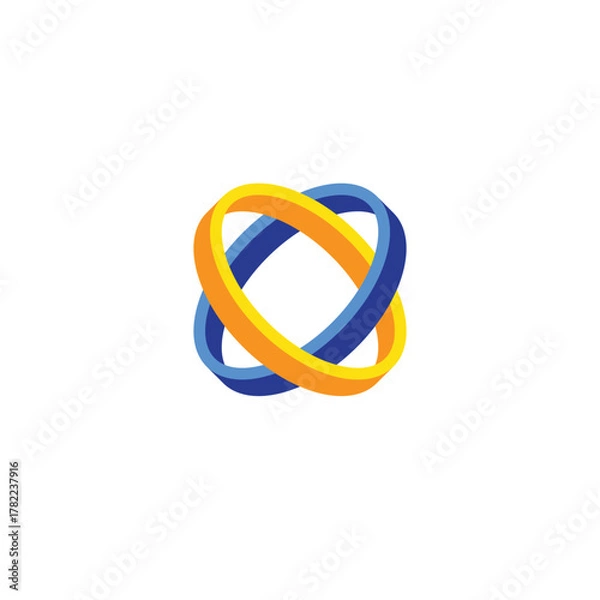 Obraz Interlocked 3D circular ring logo design