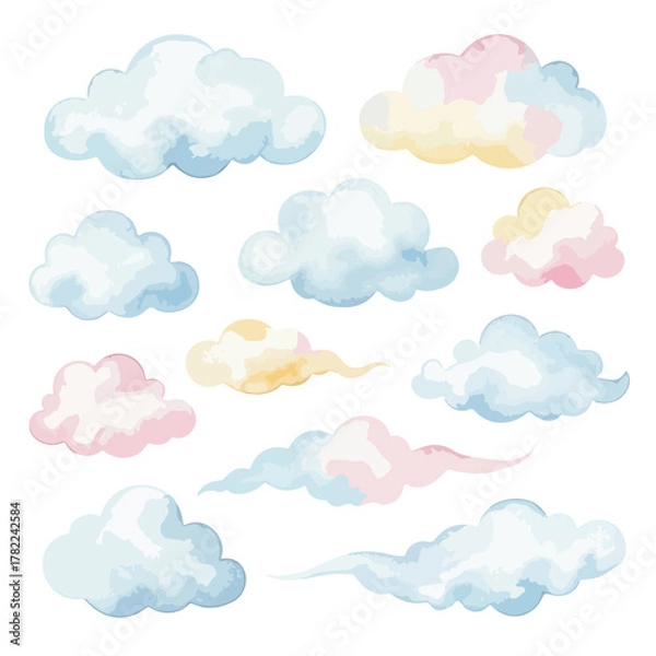 Fototapeta Minimalist Cloud Vector Pattern in Soft Pastel Colors with Organic Shapes for Modern Design