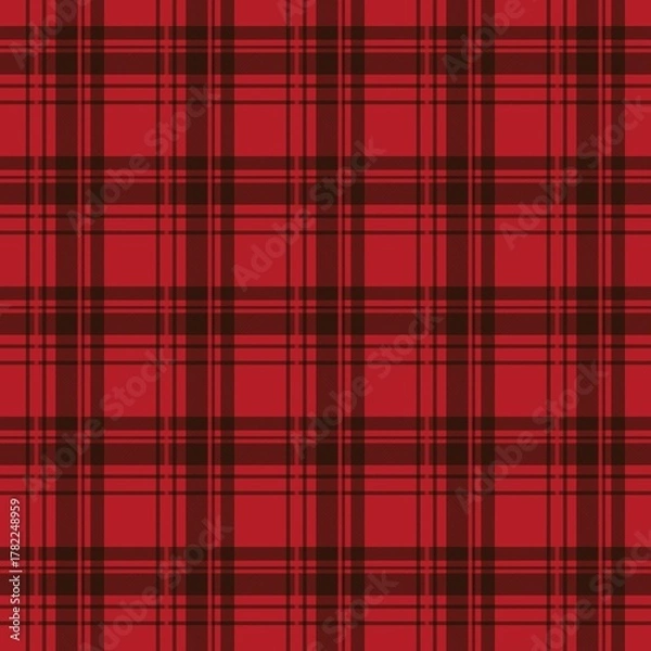 Fototapeta Seamless background of classic tartan plaid pattern in red and black tones