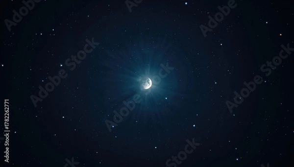 Fototapeta A night sky displaying the moon's glow, showcasing its serene beauty and lunar presence
