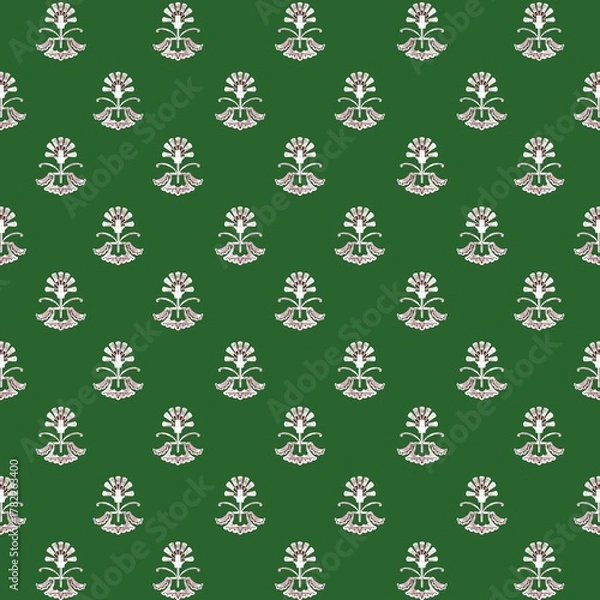 Fototapeta American ethnic tribal geometric pattern in vibrant green tones.  a black background, the bright colors create a striking contrast that adds energy and visual ethnic to the design. The mix of bold e