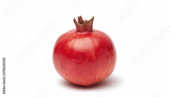Fototapeta Fresh Pomegranate Fruit Isolated Against a White Backdrop, Fiber-Dense Choice