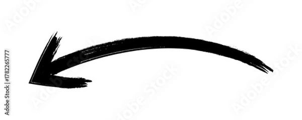 Fototapeta Black Arrow marker isolated vector or png. Arrow curved design element in hand drawn grunge style.