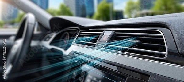 Obraz Car Ventilation System Shows Coolness with AC Thermal Effect for Luxurious Travel Experience