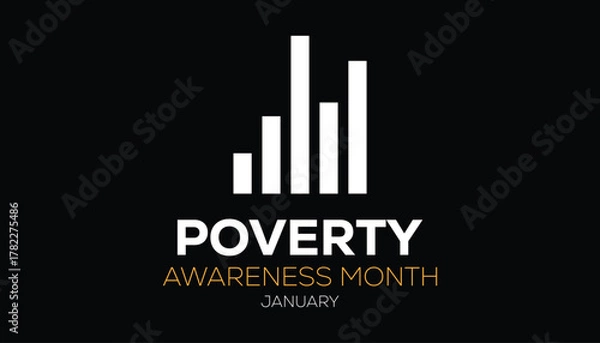 Obraz Vector illustration on the theme of Poverty Awareness Month observed each year during January. banner, Holiday, poster, card and background design.