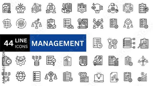 Fototapeta Management line icons set. Management icon collection. Vector illustrator