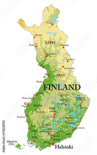Obraz Mapa reliefowa Finlandii