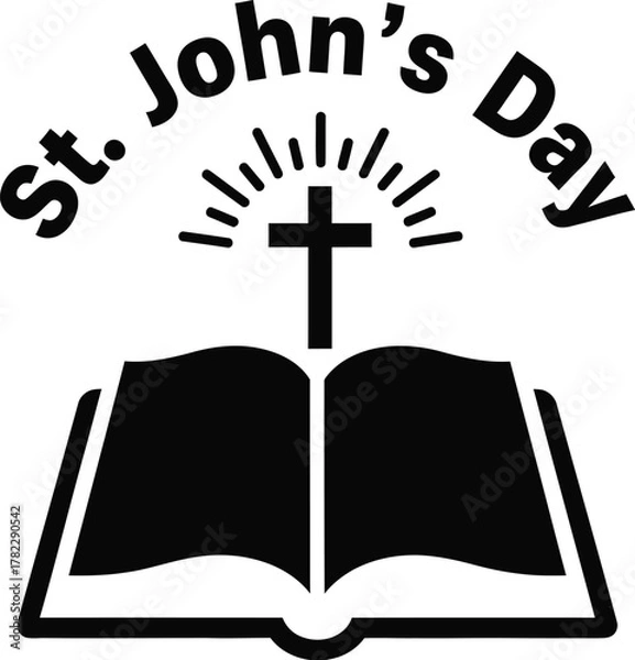 Fototapeta St. johns day vector illustration with open book and cross religious holiday concept for greeting card or banner