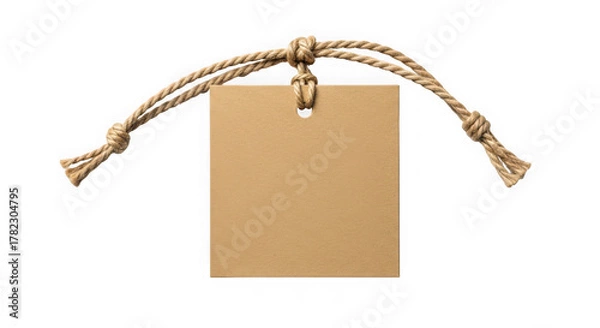 Fototapeta Blank craft paper tag with rustic twine for your custom message