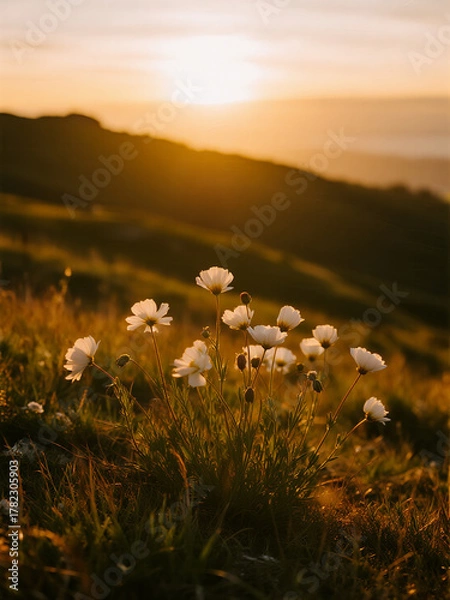 Fototapeta Gentle Meadow with White Blossoms