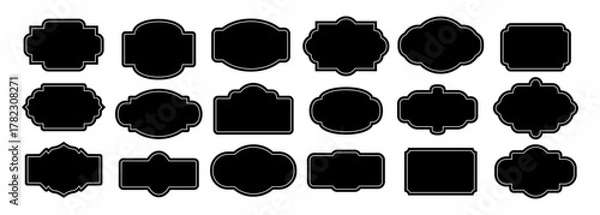 Fototapeta Vintage frame, decorative label vector set. Luxury design elements isolated on transparent or white background.