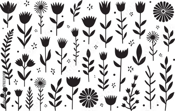 Obraz Whimsical Hand Drawn Floral Set