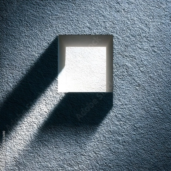 Obraz Realistic Square Frame Shadow on Pale Textured Plaster Wall, Modern Minimalist Overlay