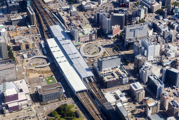 Obraz 富山駅付近を空撮