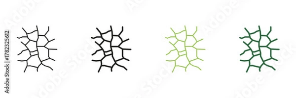 Obraz Cracked Earth Texture Line And Solid Icon Set. Drought, Environmental Impact, And Climate Change Symbol Collection. Represents Dryness And Soil Degradation. Isolated Vector Illustration