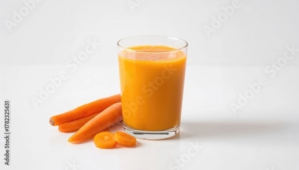 Obraz Carrot juice accompanied by sliced carrots, fiber-rich choice