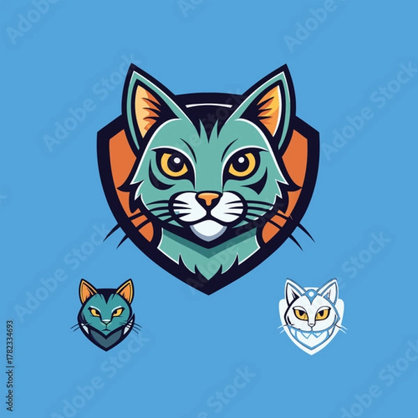 Fototapeta set of funny cats