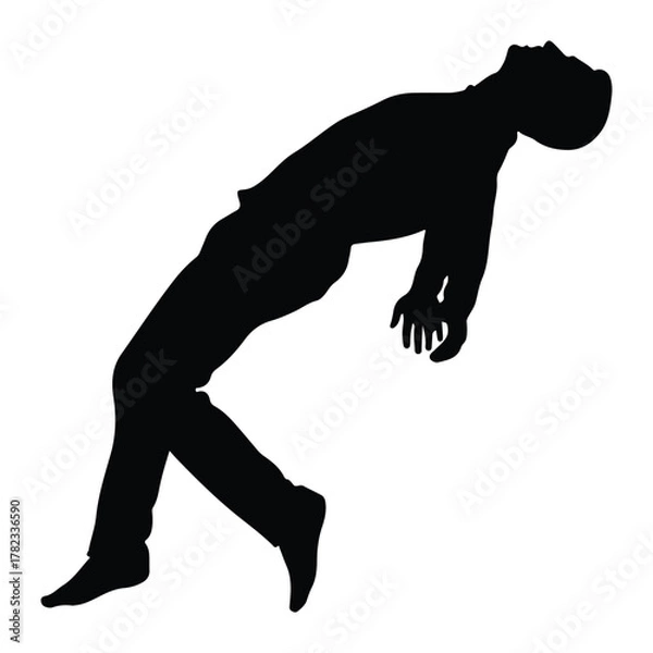 Fototapeta Silhouette of a man in a dramatic falling pose vector