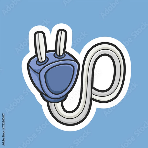 Obraz cable plug with outline in isolated background