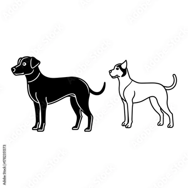 Fototapeta Cute Dog Pair Vector Art – Pet Animal Illustration