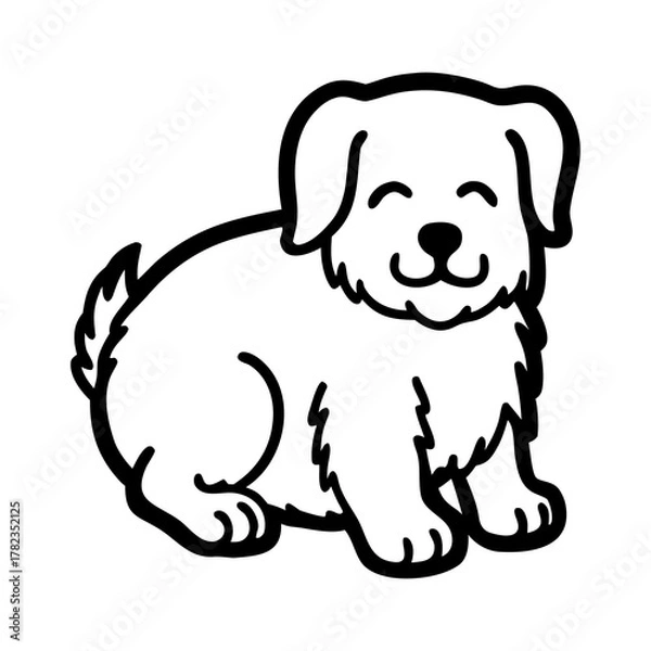 Fototapeta Cute Puppy Drawing – Adorable Dog Vector Illustration