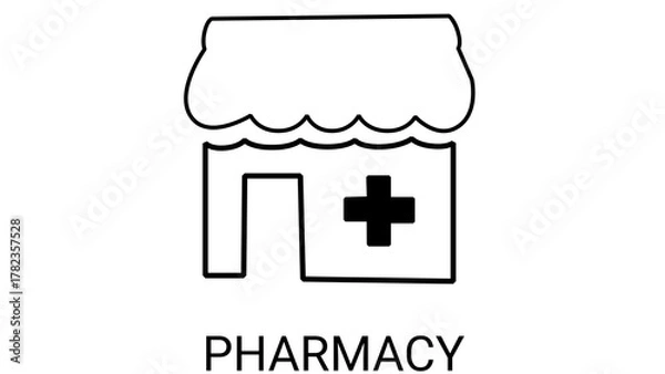 Obraz Pharmacy store icon simple line art vector illustration isolated on white background for web and mobile design