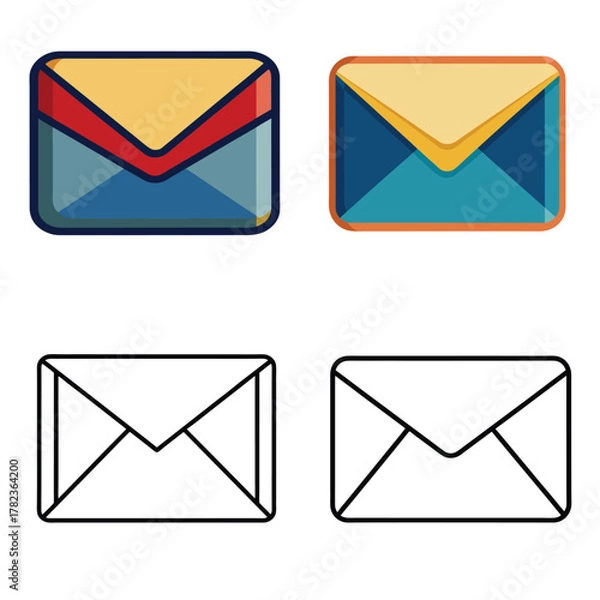 Fototapeta set of vector mail icons