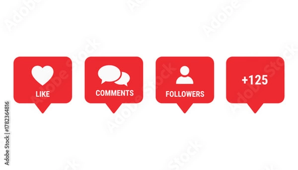 Fototapeta Boost social media engagement with likes, comments, and followers icons