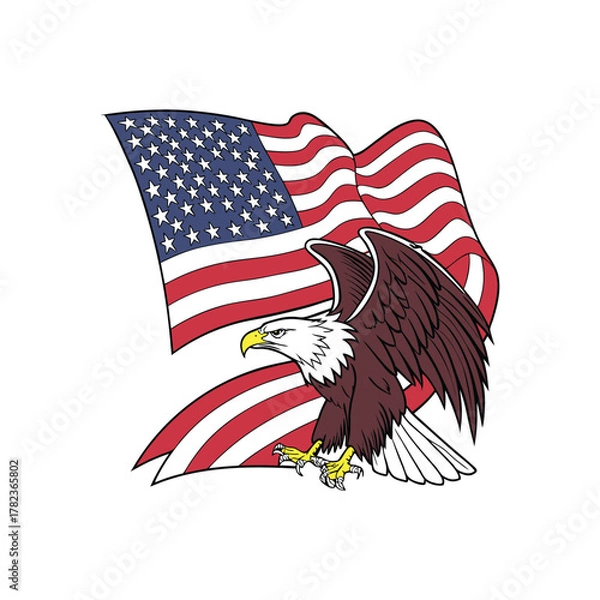 Fototapeta american flag with eagle image