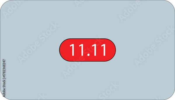 Fototapeta Red and gray color 11.11 sale vector label for online shopping promotions, discounts, and festive offers design, colorful label.